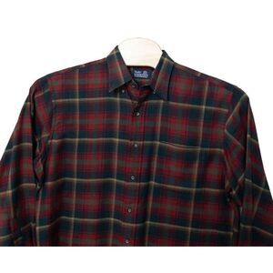 Vintage‎ Lands End Viyella Wool Blend Plaid Button Down Men’s Large